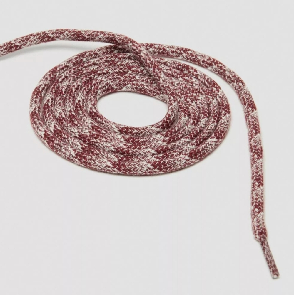 NWT Dr. Martens 140cm Marl Round Burgundy and White Shoe Laces - Picture 3 of 4